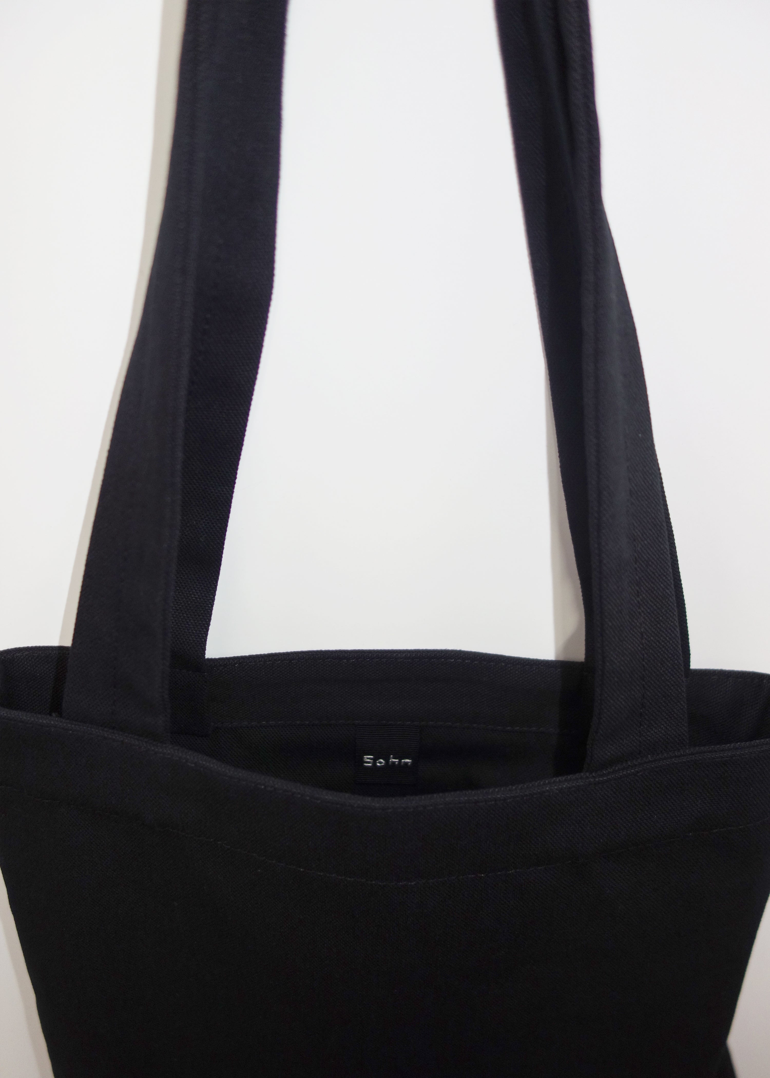 Right Hand Tote in Black Cotton Canvas
