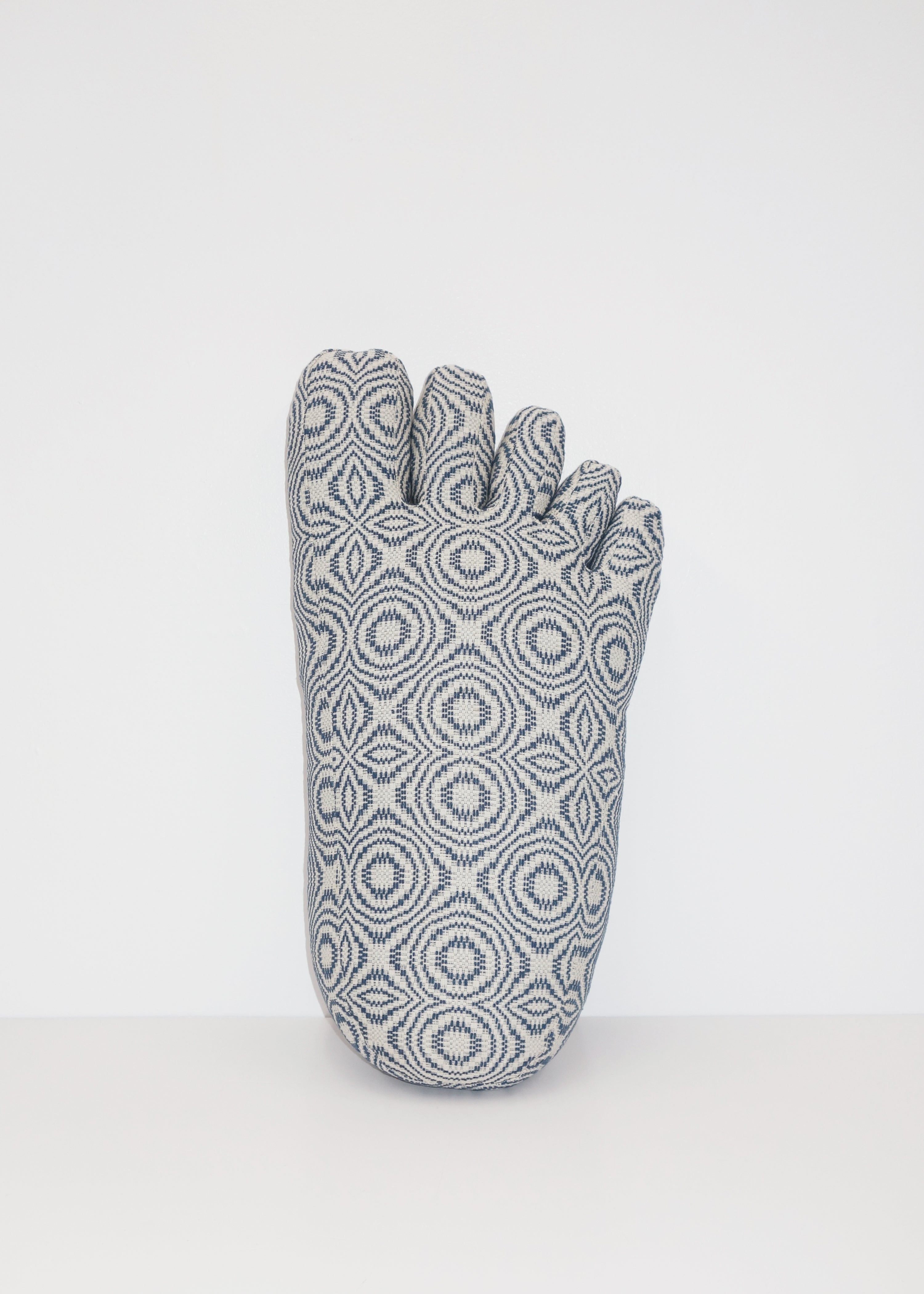 Foot in Antique Indigo Overshot Coverlet