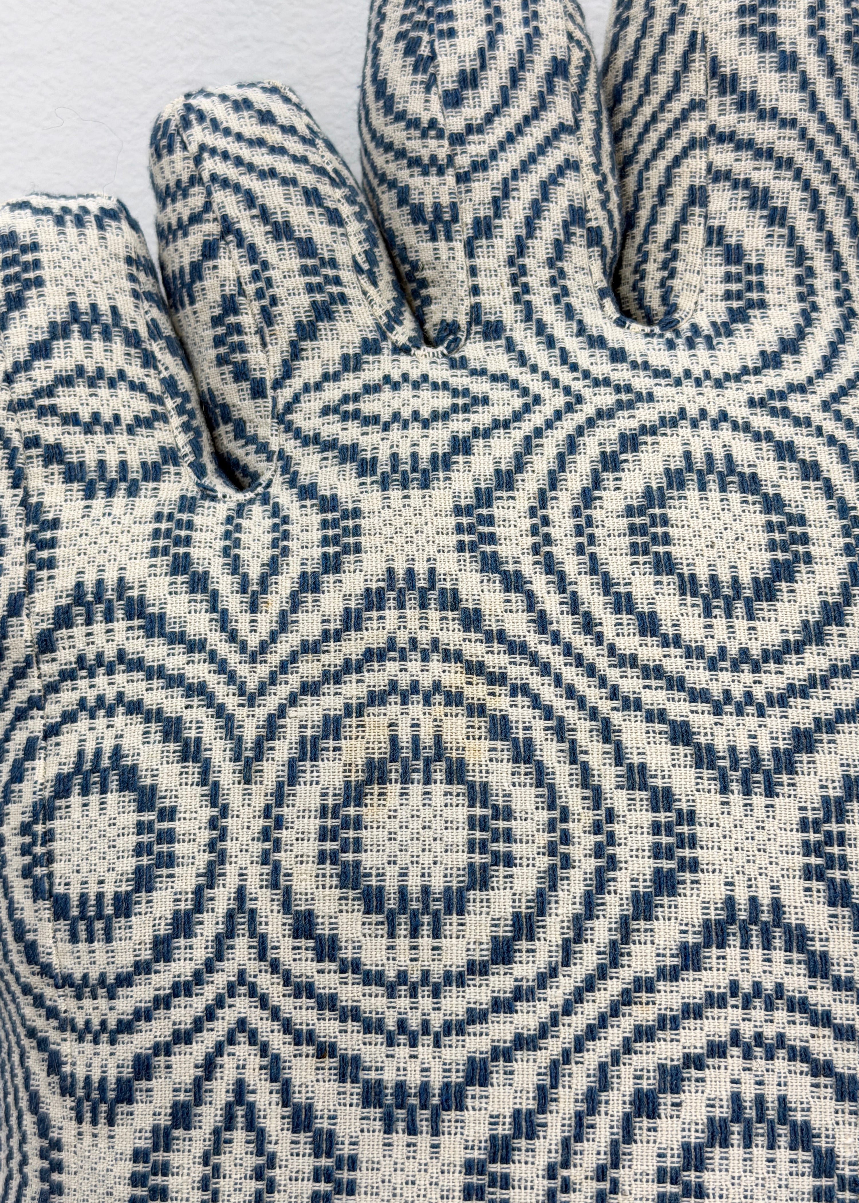 Foot in Antique Indigo Overshot Coverlet