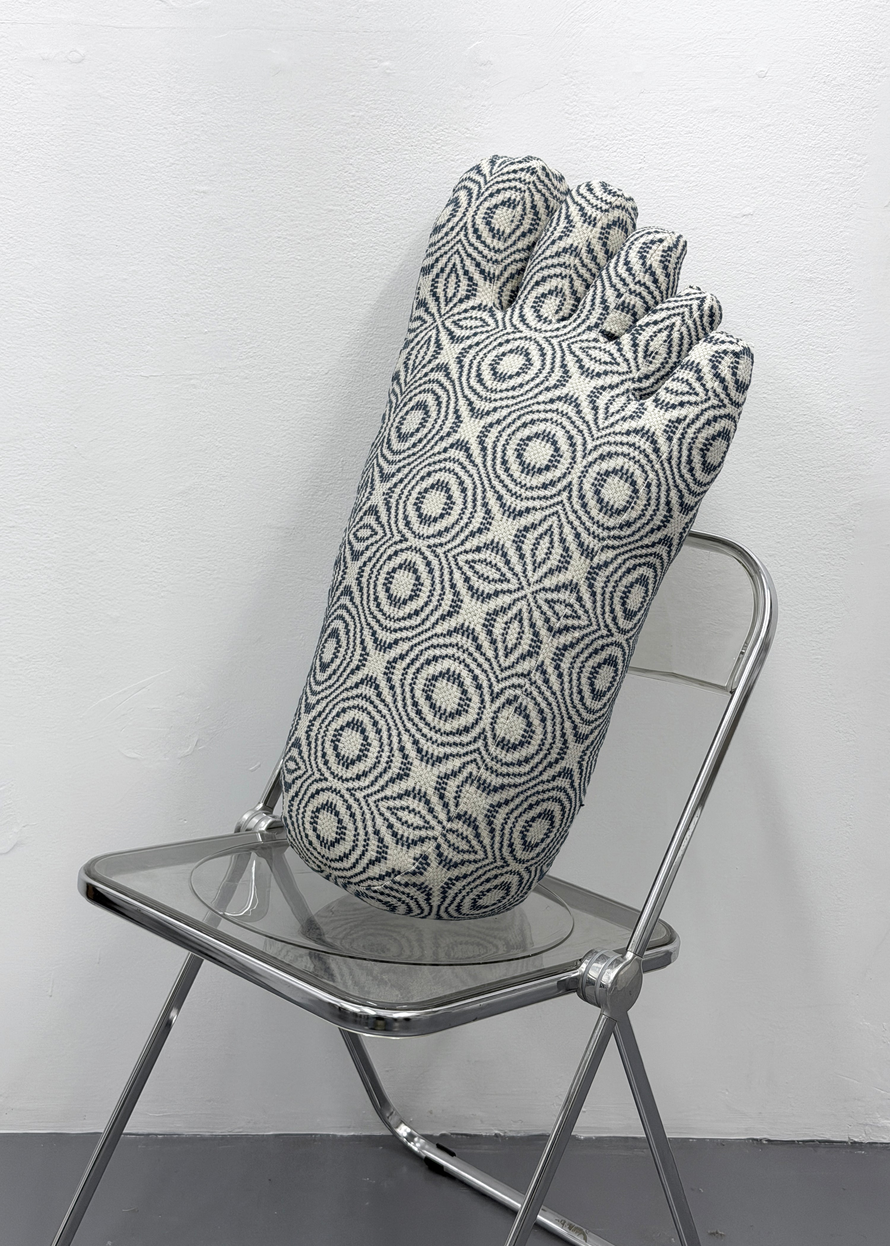 Foot in Antique Indigo Overshot Coverlet