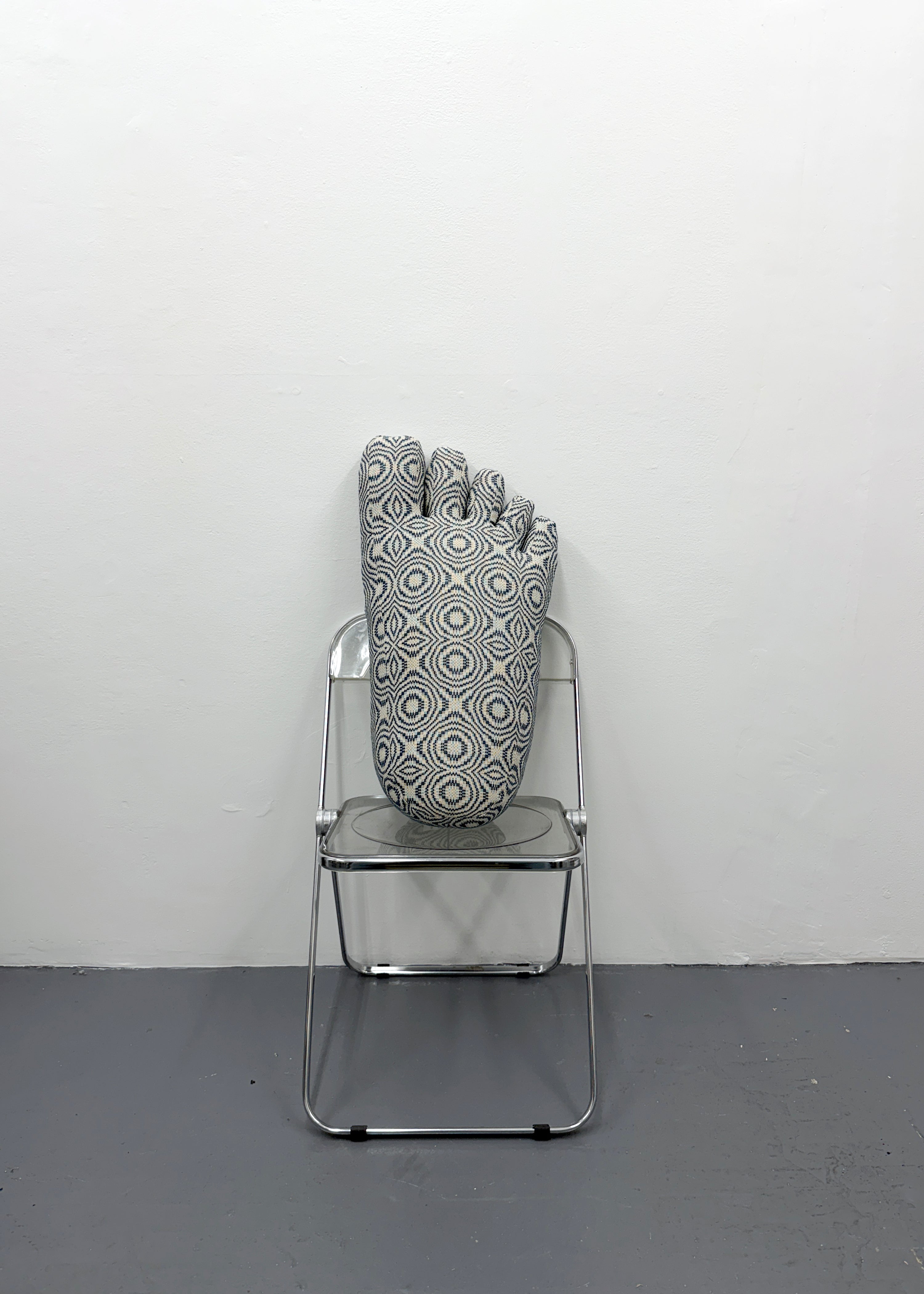 Foot in Antique Indigo Overshot Coverlet