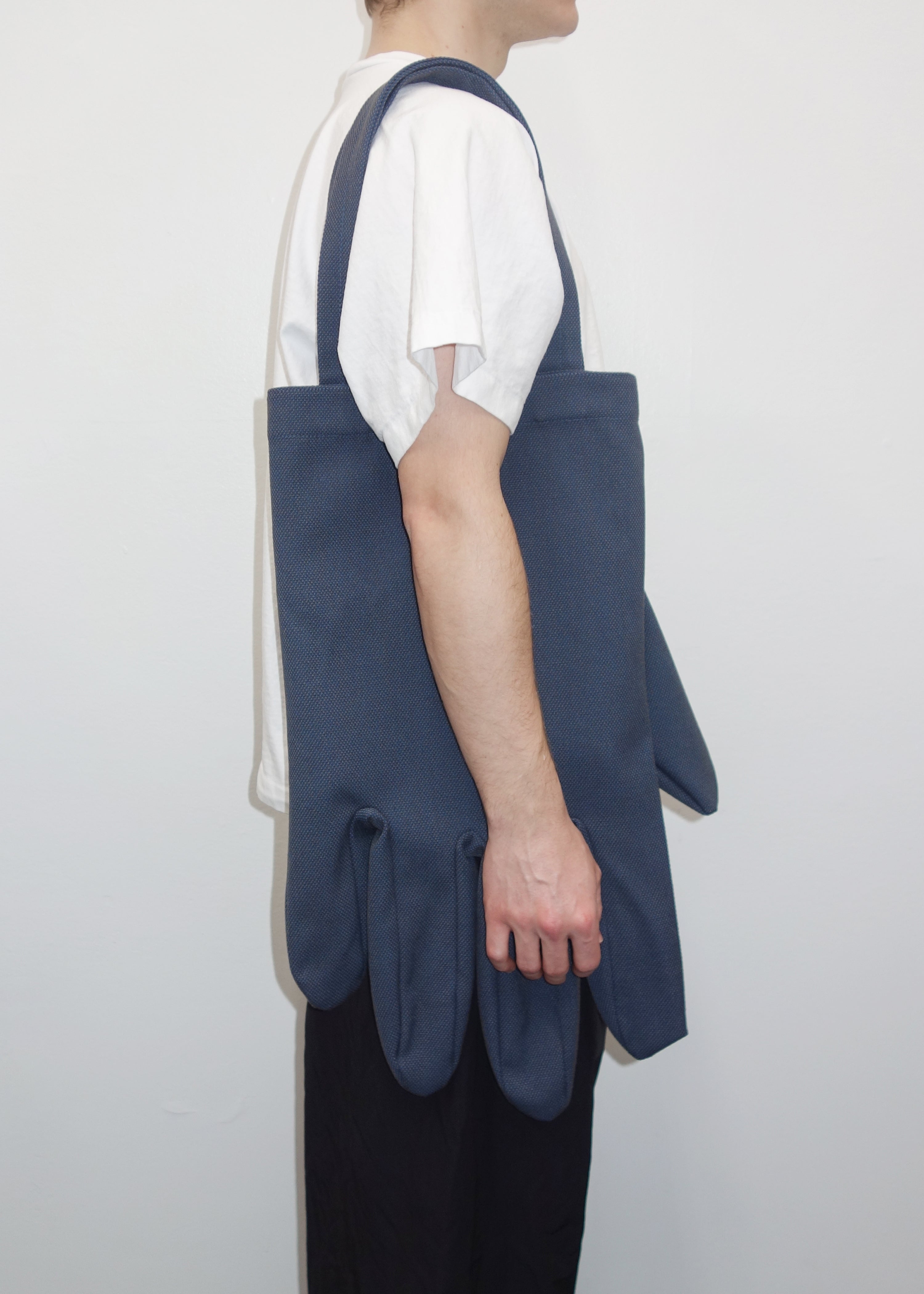 Right Hand Tote in Blue Steelcut Wool