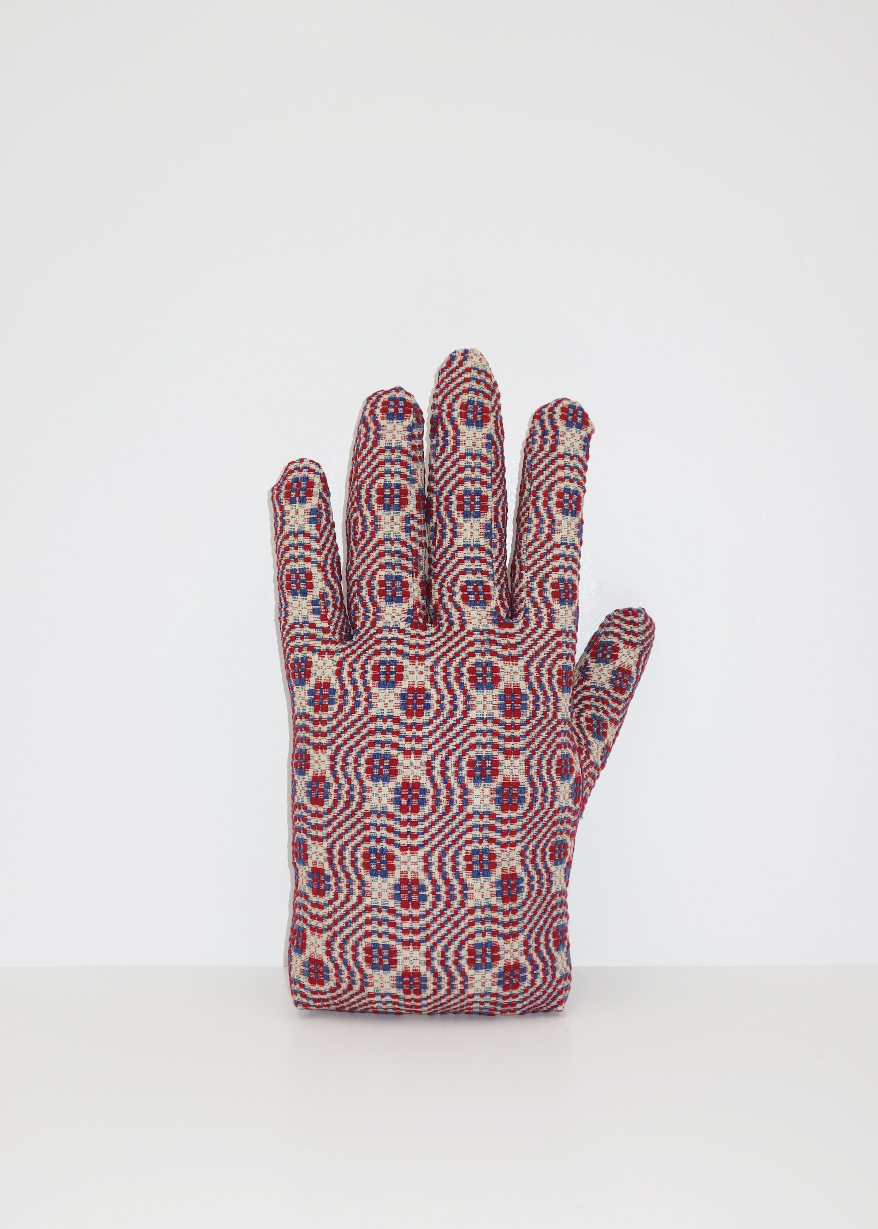 Left Hand in Antique Overshot Coverlet