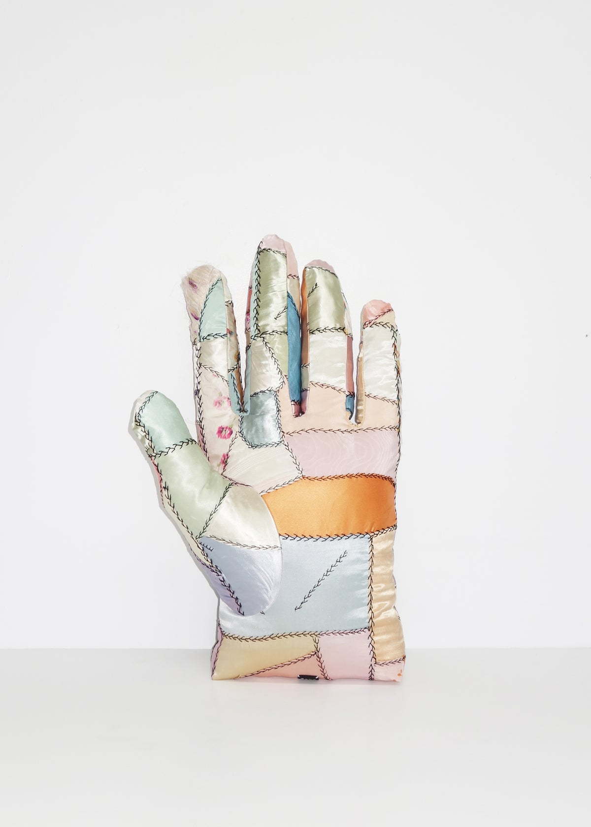Left Hand in Satin Crazy Quilt