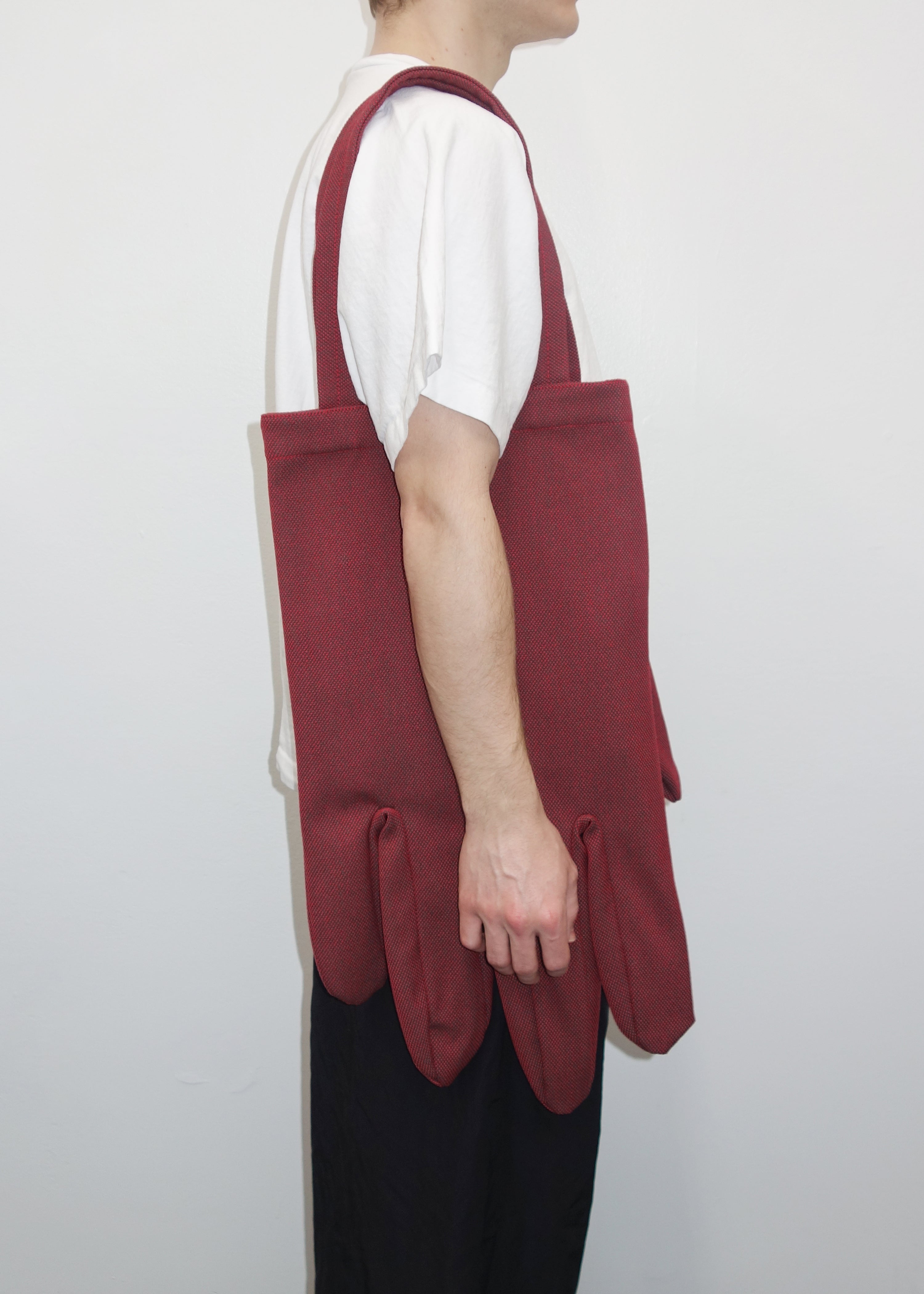 Right Hand Tote in Red Steelcut Wool