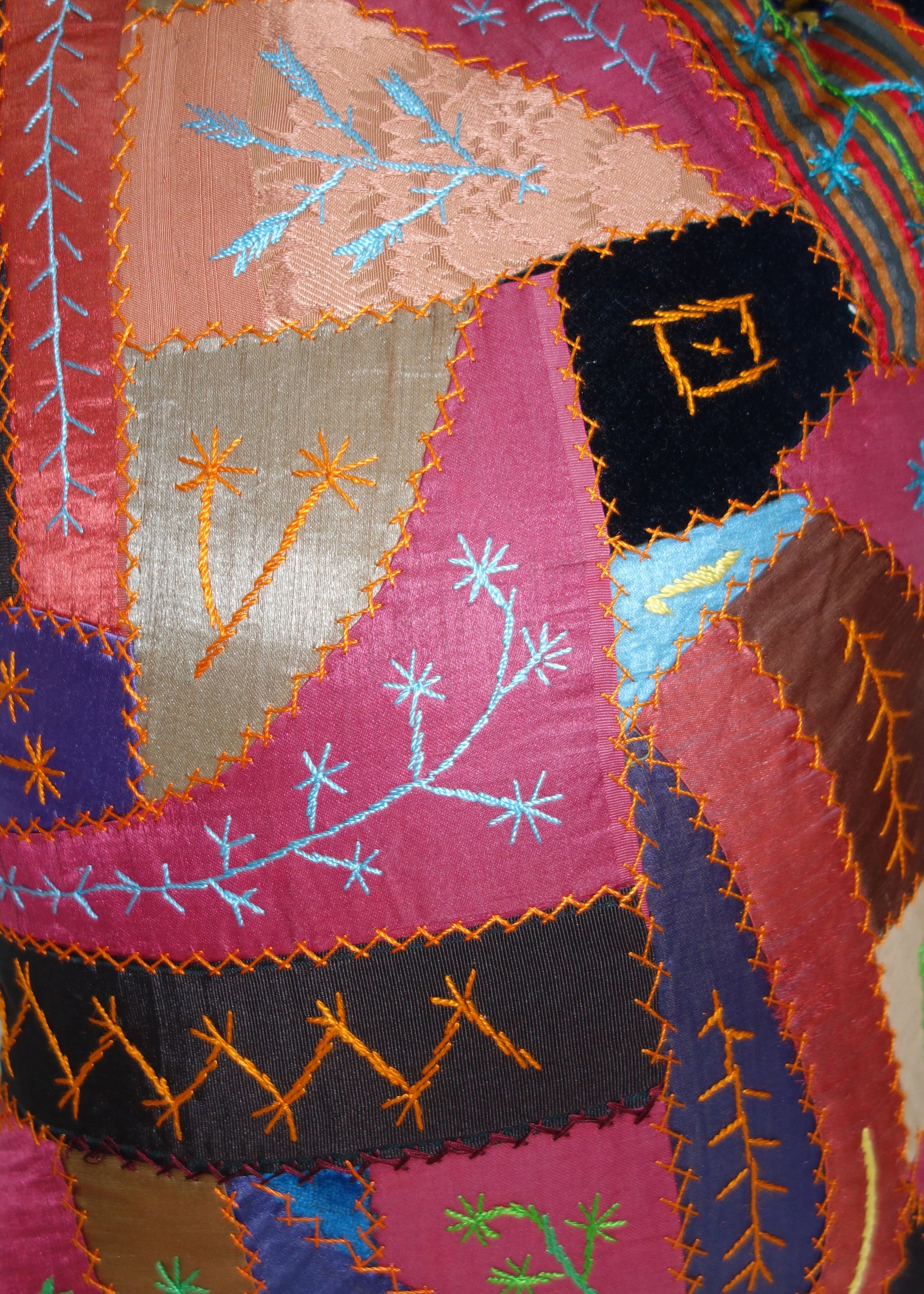 Right Hand in Antique Crazy Quilt