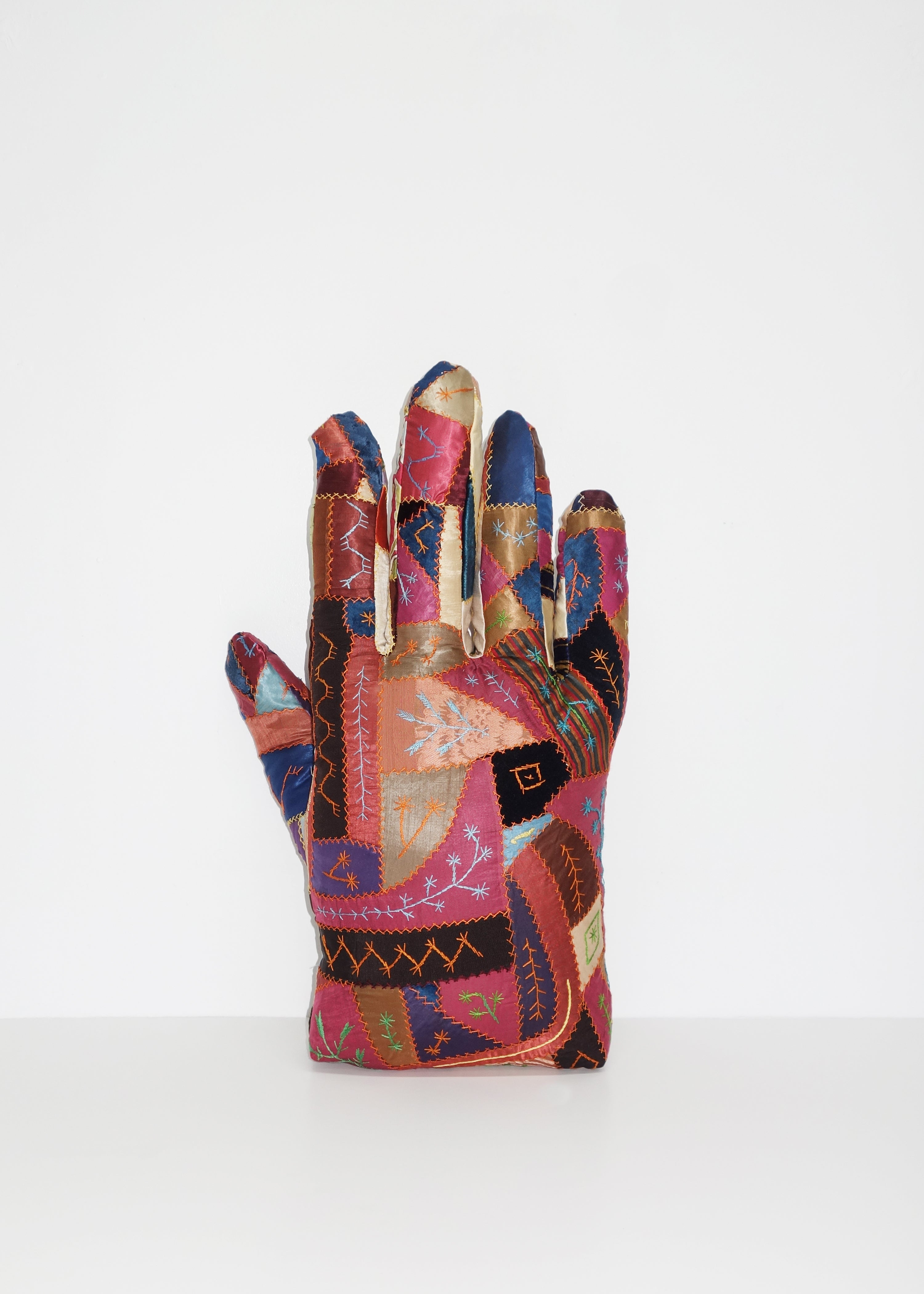 Right Hand in Antique Crazy Quilt
