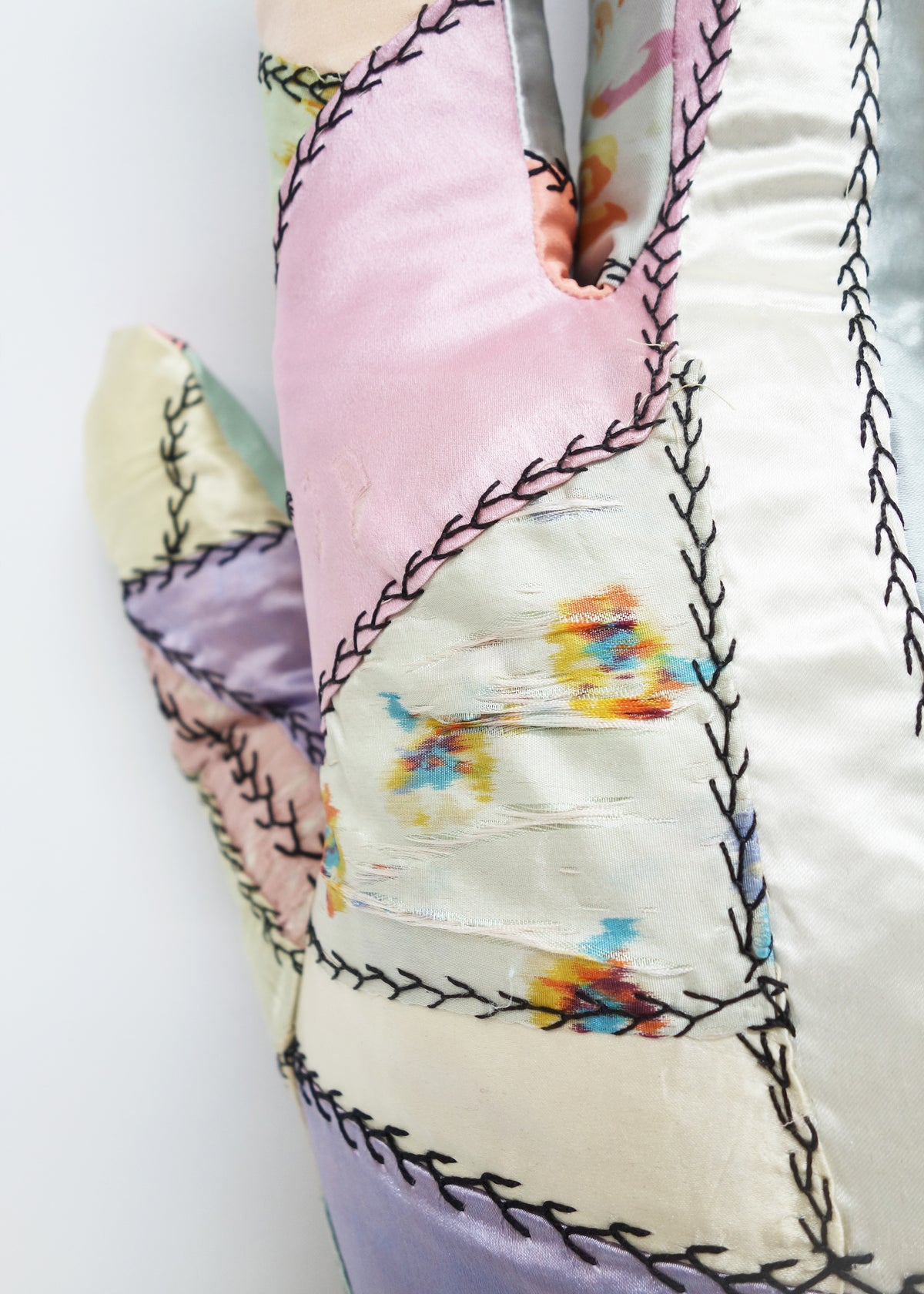 Right Hand in Satin Crazy Quilt